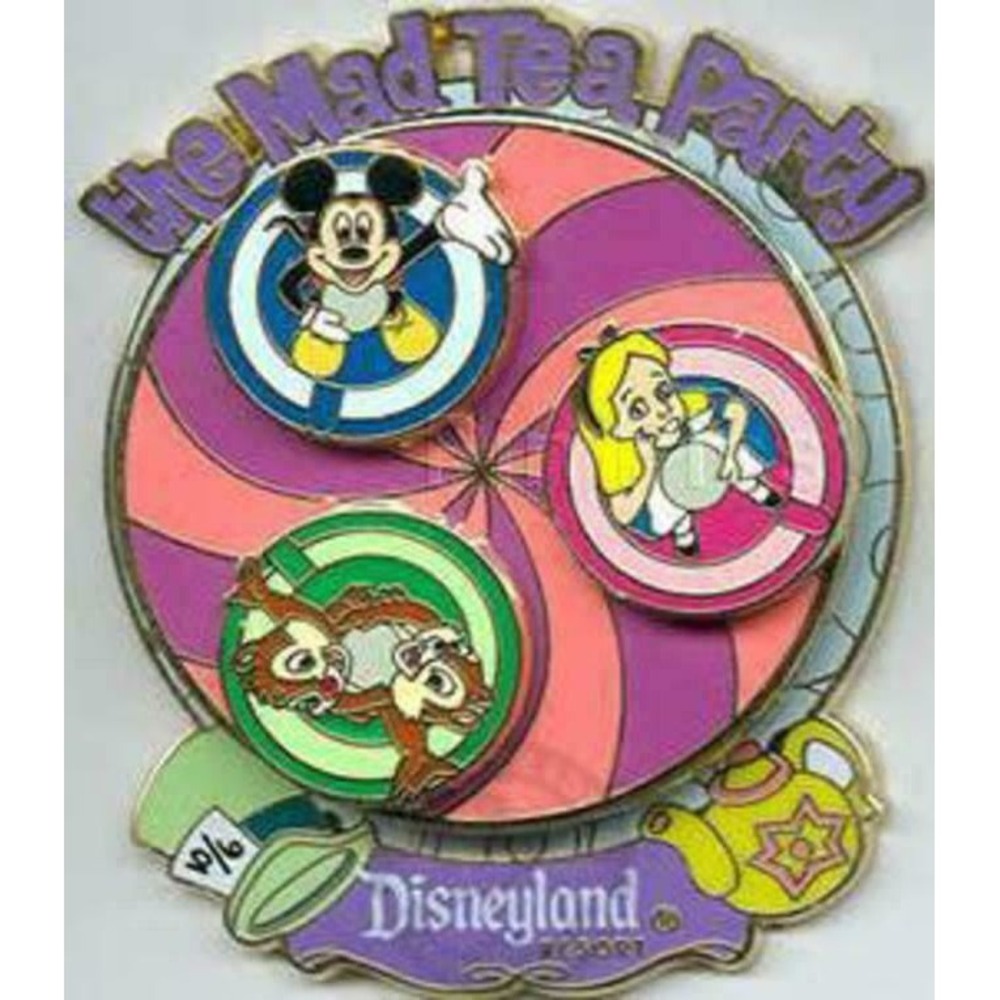 Disney Pin Alice in Wonderland Mad Tea Party Chip Dale Hatter Spinner Cups 43413